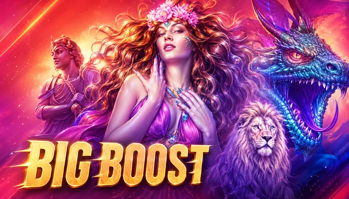 Magic Slots og spilleautomater i Big Boost spillobby med automater, bordspill og live casino